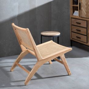 Fauteuil bois naturel et cannage, Ancho