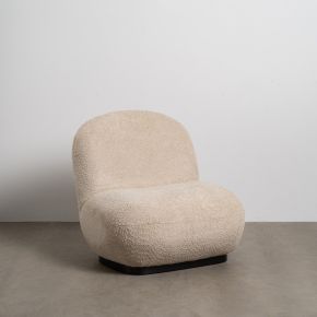 Fauteuil arrondie écru tissu bouclette