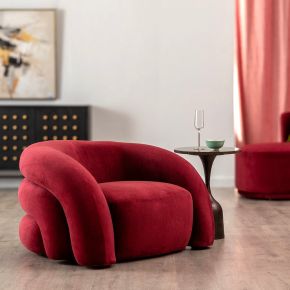 Fauteuil chenille arrondie bordeaux, Loulou