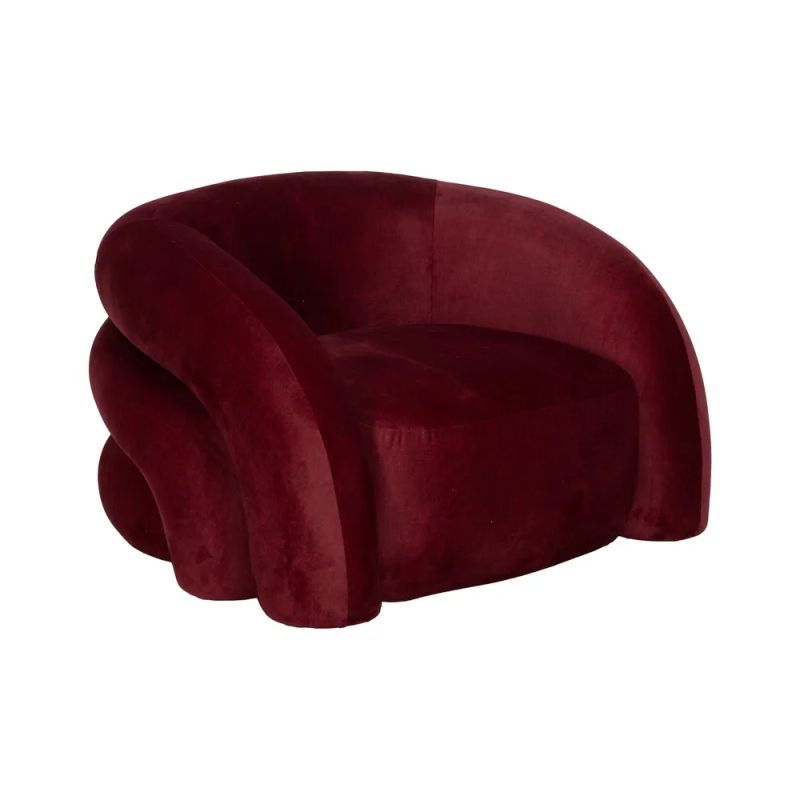 Fauteuil chenille arrondie bordeaux, Loulou