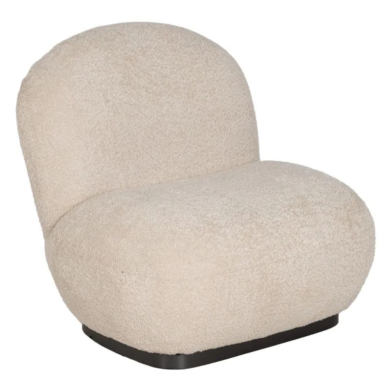 Fauteuil arrondie écru tissu bouclette