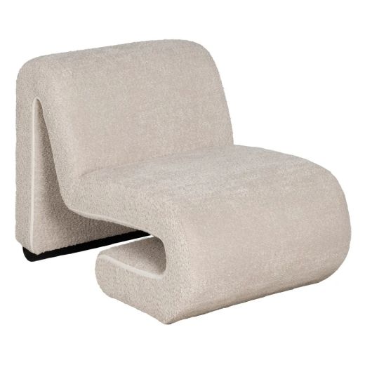 Fauteuil design bouclette écru, Dano