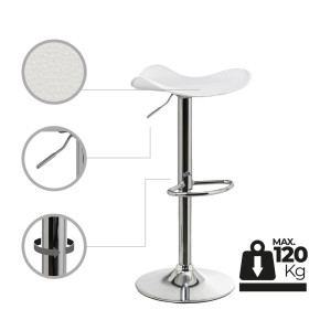 Lot de 2 tabourets de bar pivotant blanc, Nato