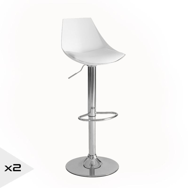 Lot de 2 tabourets pivotant blanc,Sam