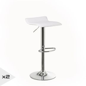 Lot de 2 tabourets de bar pivotant blanc, Mési