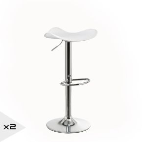 Lot de 2 tabourets de bar pivotant blanc, Nato