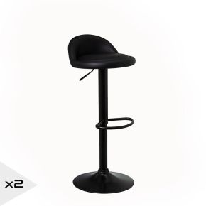 Lot de 2 tabourets de bar pivotant noir, Mélo