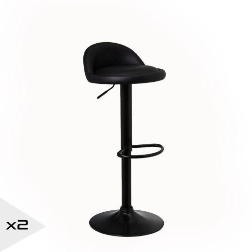 Lot de 2 tabourets de bar pivotant noir, Mélo