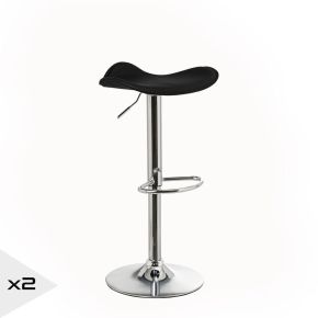 Lot de 2 tabourets de bar pivotant noir, Nato