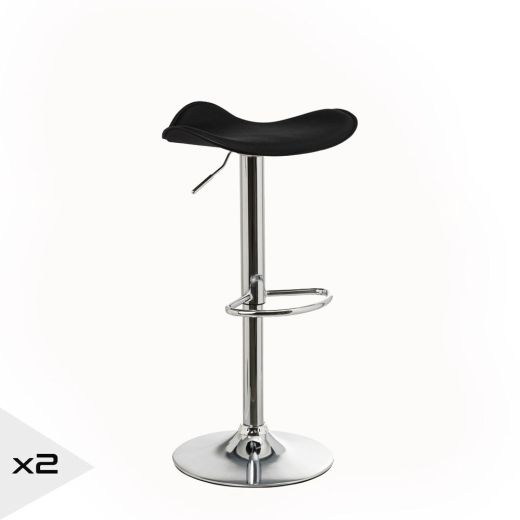 Lot de 2 tabourets de bar pivotant noir, Nato