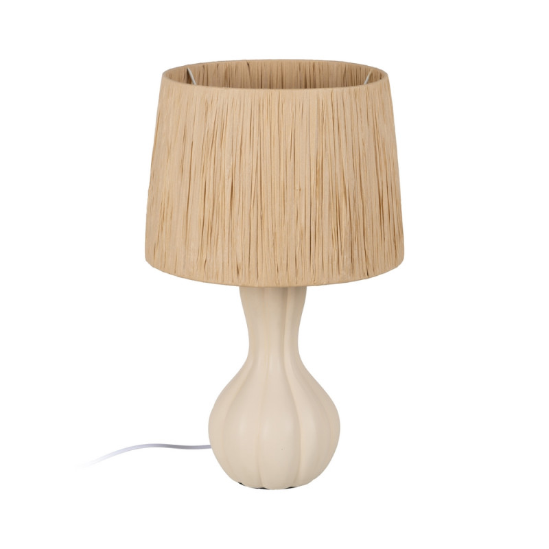 Lampe de table crème céramique 32,50x32,50x53cm, Fibre