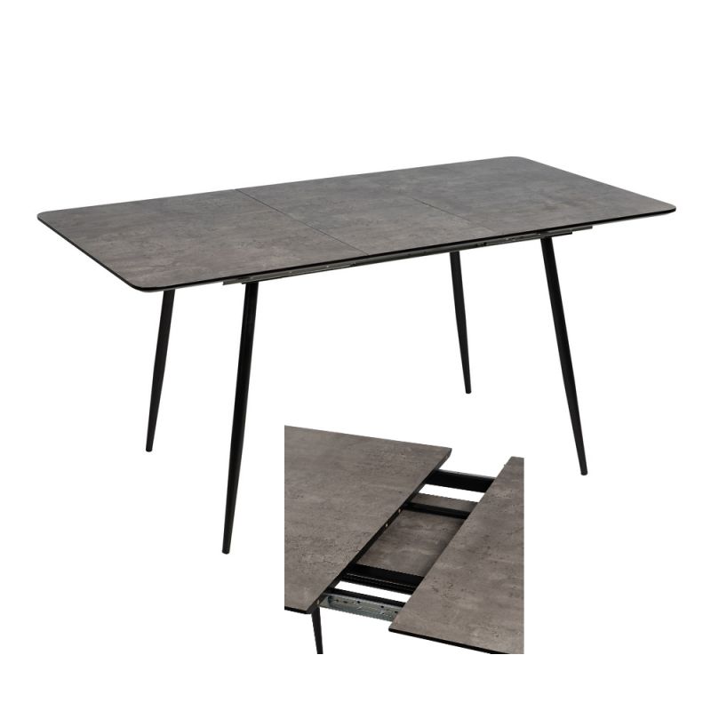 Table à manger extensible grise 120/160cm, Elty