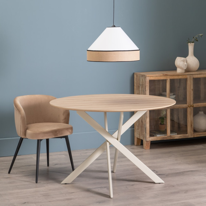 Table a manger en bois Md naturelle et métal Ø120cm, Redyn