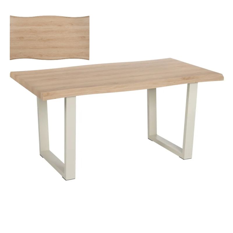 Table a manger en bois beige 160x90x75cm, Yan