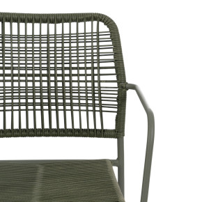 Lot de 2 fauteuils vert métal extérieur, Corde - 53x53x78cm