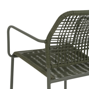 Lot de 2 fauteuils vert métal extérieur, Corde - 53x53x78cm