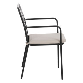 Fauteuil métal extérieur anthracite, Extor - 52x57x87cm