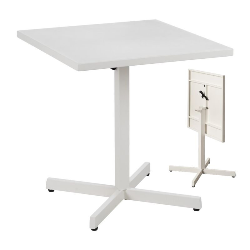 Table pliante exterieur carrée blanche 70x70x72cm, Dispo