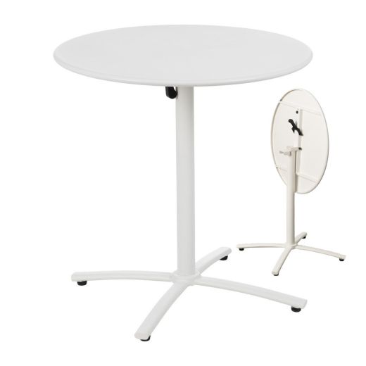 Table pliante exterieur ronde blanche Ø70x72cm, Dispo