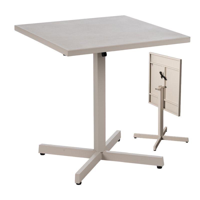 Table pliante exterieur carrée taupe 70x70x72cm, Dispo