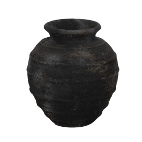 Vase en fibrociment noir Ø35cm hauteur 41cm, Foly