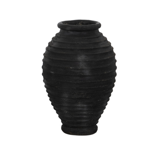 Vase en fibrociment noir Ø39cm hauteur 60cm, Jard