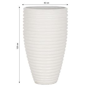 Cache Pot en fibrociment blanc Ø 82cm hauteur 120cm, Folio