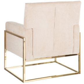 Fauteuil velours uni beige et métal doré, Matilda