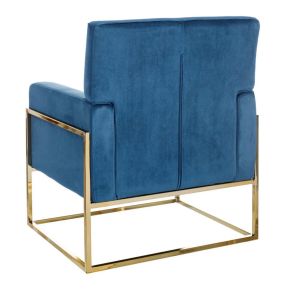 Fauteuil velours uni bleu canard et métal doré, Matilda