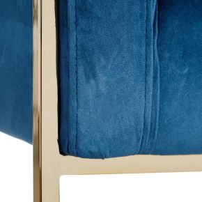 Fauteuil velours uni bleu canard et métal doré, Matilda