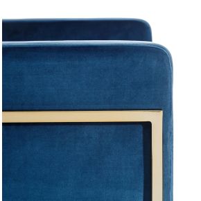 Fauteuil velours uni bleu canard et métal doré, Matilda