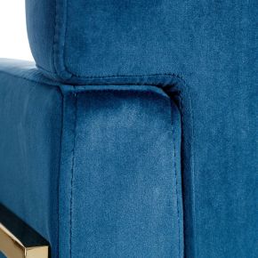 Fauteuil velours uni bleu canard et métal doré, Matilda