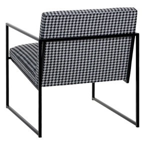 Fauteuil tissu pied de poule noir et ivoire, Square