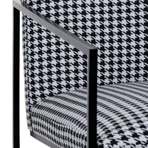 Fauteuil tissu pied de poule noir et ivoire, Square