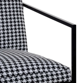 Fauteuil tissu pied de poule noir et ivoire, Square