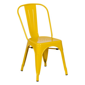 Lot de 4 chaises métal industriel jaune empilable, Dallas