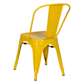 Lot de 4 chaises métal industriel jaune empilable, Dallas