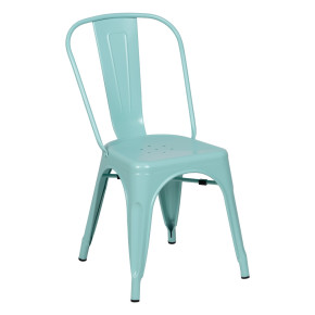 Lot de 4 chaises métal industriel turquoise empilable, Dallas