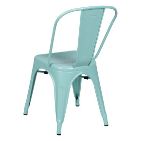 Lot de 4 chaises métal industriel turquoise empilable, Dallas