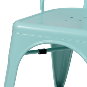 Lot de 4 chaises métal industriel turquoise empilable, Dallas