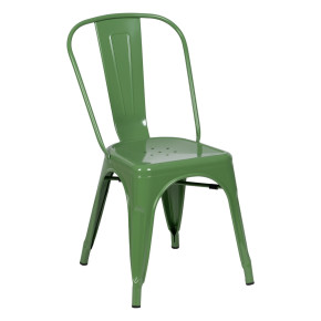 Lot de 4 chaises métal industriel vert empilable, Dallas