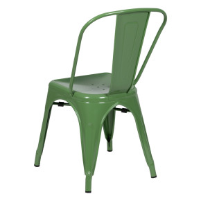 Lot de 4 chaises métal industriel vert empilable, Dallas