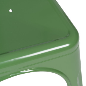 Lot de 4 chaises métal industriel vert empilable, Dallas