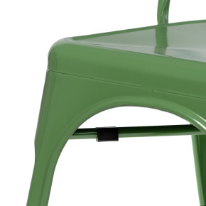 Lot de 4 chaises métal industriel vert empilable, Dallas