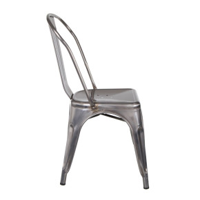 Lot de 2 chaises métal industriel argent empilable, Dallas