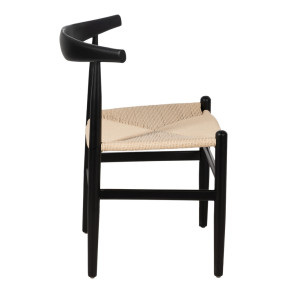 Chaise en bois d'hévéa noir et corde 53x47x77cm, Confo