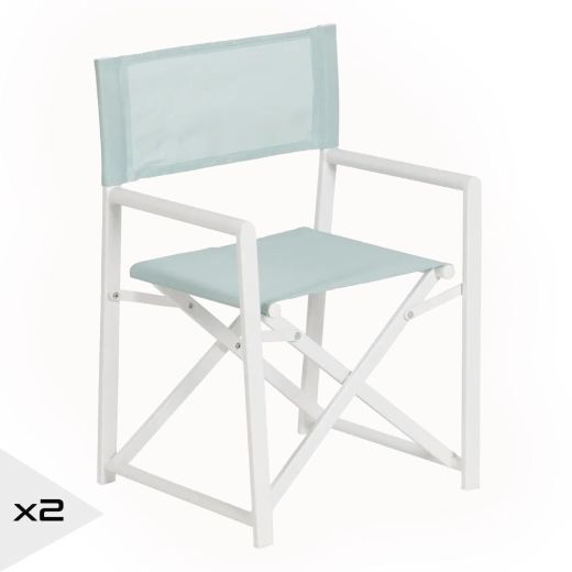 Lot de 2 chaises réalisateur vert pale pliable, Réaly