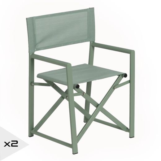 Lot de 2 chaises réalisateur vert pliable, Réaly