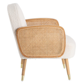 Fauteuil bouclette et cannage 60x63x83cm, Buisseau