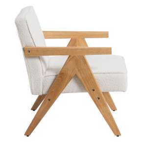 Fauteuil blanc et bois d'hévea 57x50x77cm